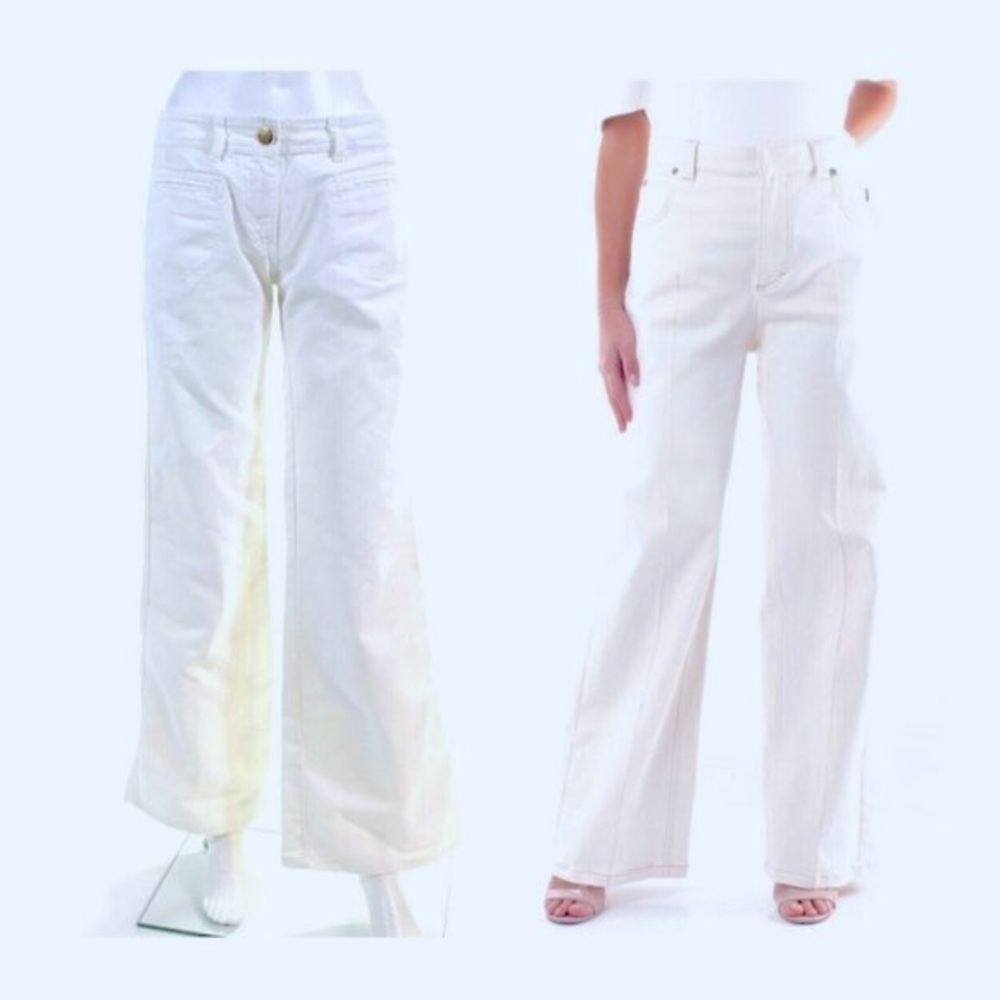 CHLOE Perle Wide Leg Low-Rise Ivory Pants Made In Italy MSRP:$895 - Picture 6 of 7